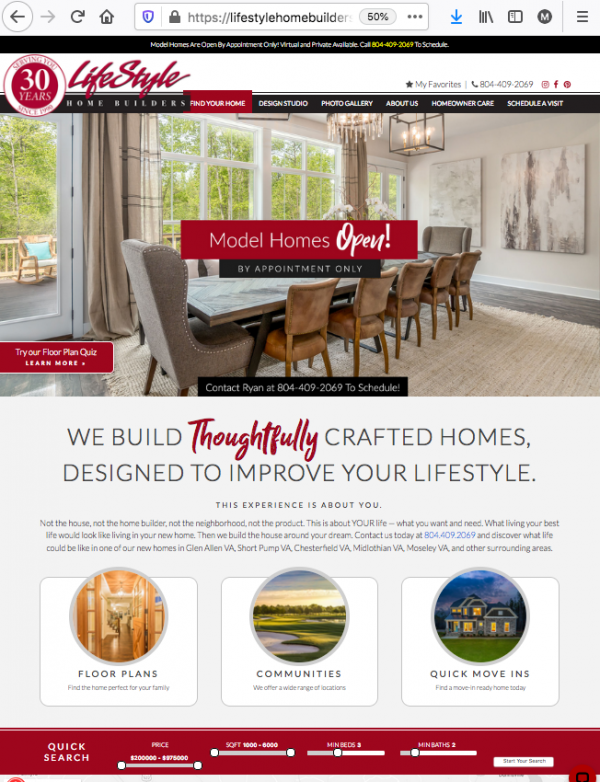 LifeStyle Home Builders Wins MAME Award for Best Website